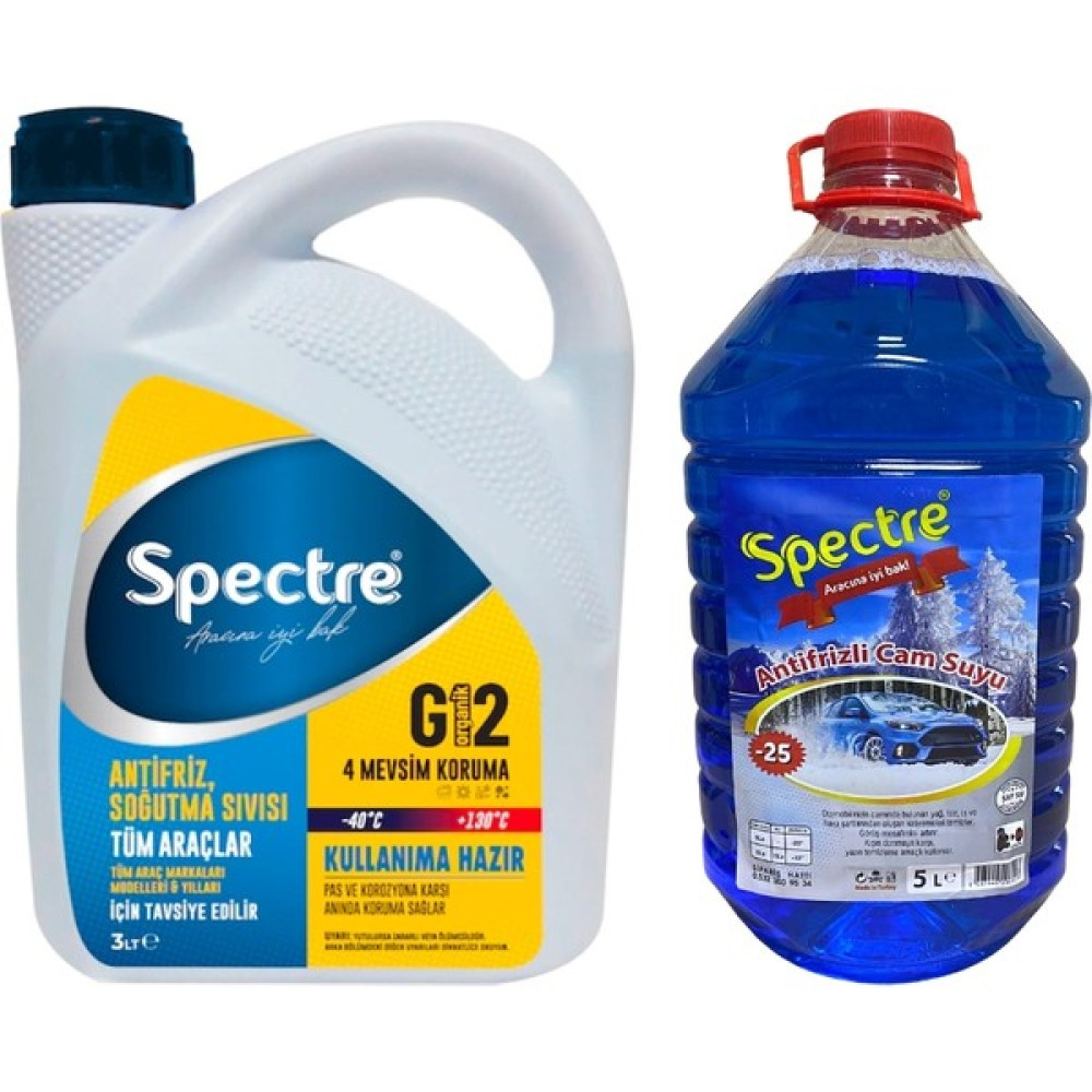 Spectre -40 Derece Mavi Antifriz ve -25 Derece Antifrizli Cam Suyu Paketi Oto Kışlık Bakım Ürünleri Fiyatı