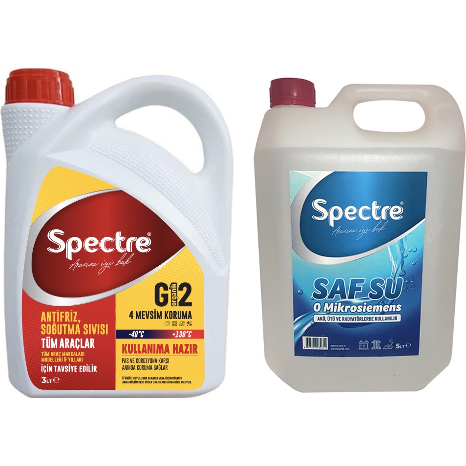 Spectre Kırmızı Antifriz 3 lt + Distile Saf Su 5 lt Diğer Fiyatı