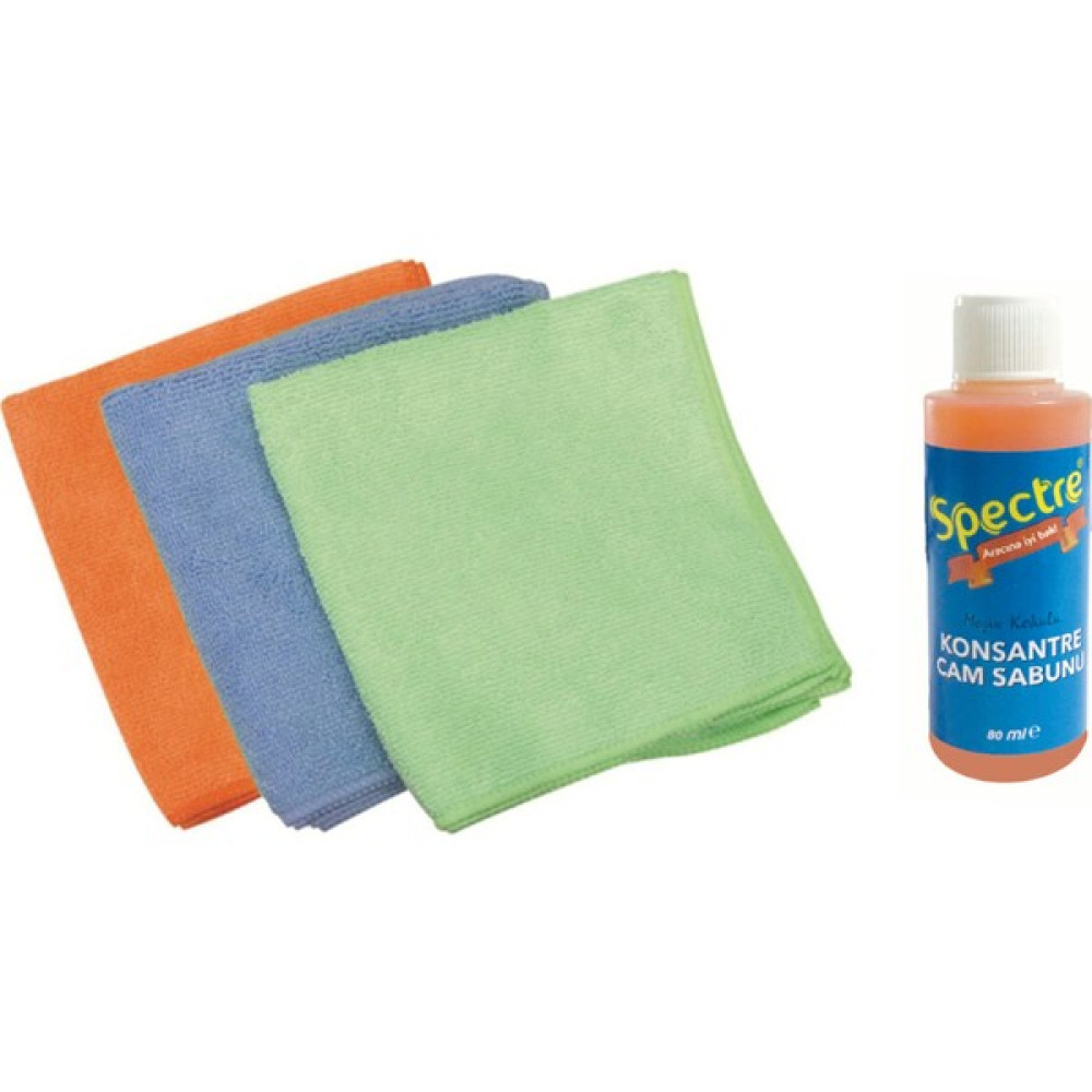 Spectre Mikrofiber Temizlik Ve Cila Bezi 3'Lü Paket ( Cam Temizleme Sıvısı Hediye ! ) Oto Bakım Bezleri Fiyatı