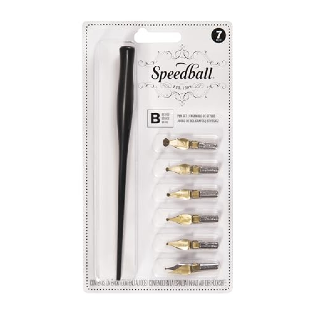Speedball B-Series Lettering Pen Set - 1 Penholder w/ 6 Nibs
