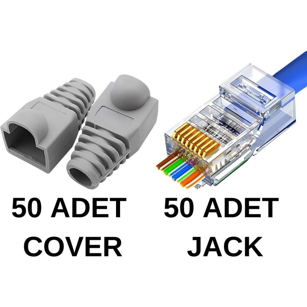 SpeedUF 50 Adet Yeni Nesil Delikli CAT5CAT6 Jak + 50 Adet Cover Kılıf Network Aksesuarları Fiyatı