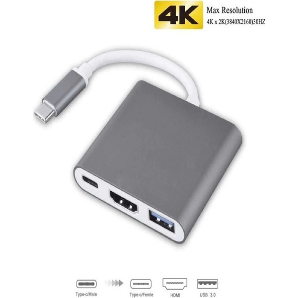 SpeedUF Type-C - Hdmi Çoklayıcı Çevirici (Usb 3.0+Type-C+Hdmi) Bilgisayar Çevirici ve Adaptörü Fiyatı
