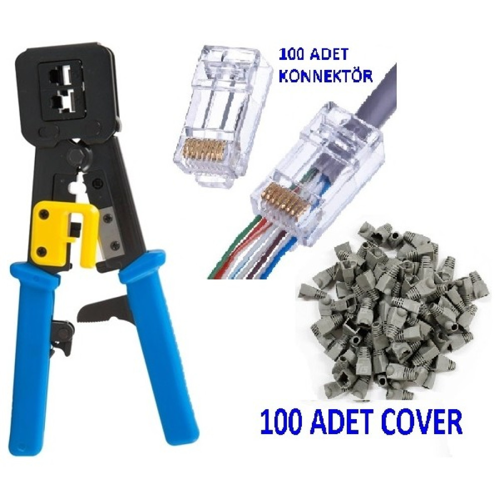 SpeedUF Yeni Nesil RJ45 Ağ Pensesi + 100 Adet Jack + 100 Adet Kılıf Network Aksesuarları Fiyatı