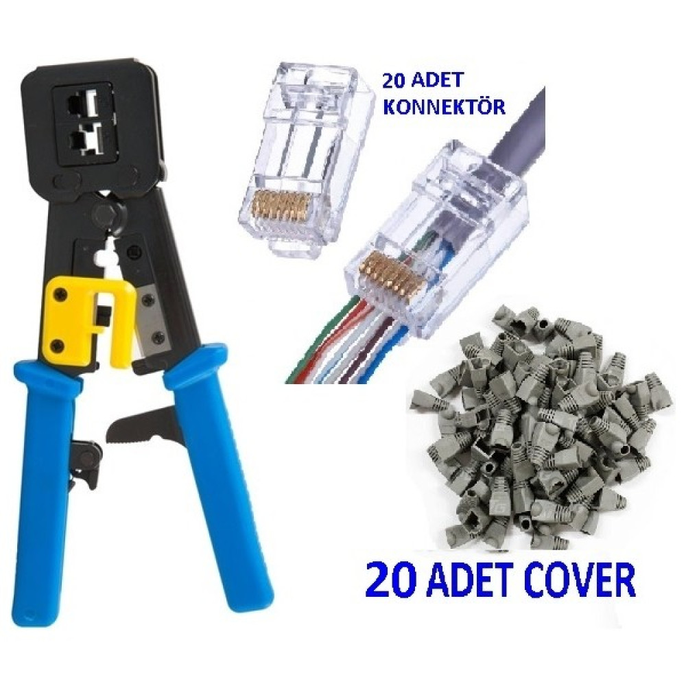 SpeedUF Yeni Nesil RJ45 Ağ Pensesi + 20 Adet Jack + 20 Adet Kılıf Network Aksesuarları Fiyatı