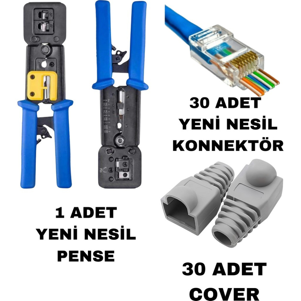SpeedUF Yeni Nesil RJ45 Ağ Pensesi + 30 Adet Jack + 30 Adet Kılıf Network Aksesuarları Fiyatı