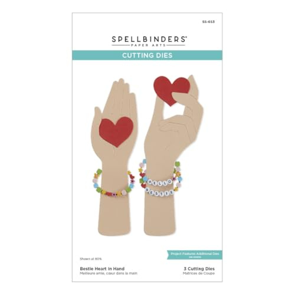 Spellbinders Bestie Heart in Hand Etched Dies, Metal