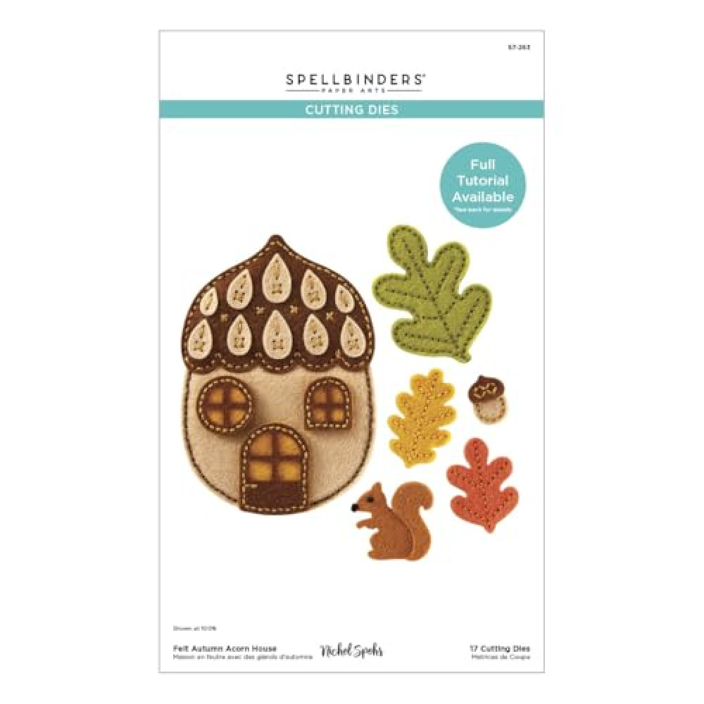 Spellbinders Felt Autumn Acorn House Etched Dies, one, Metal