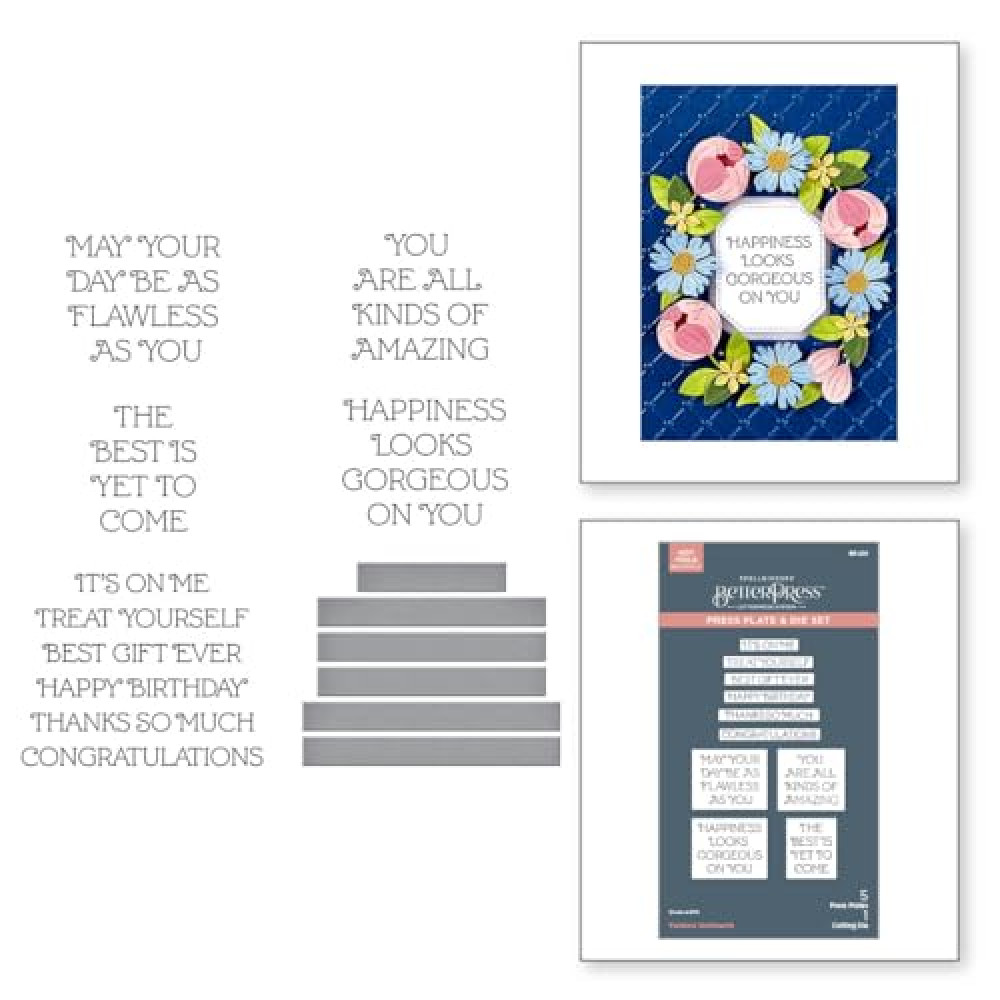 Spellbinders Flawless Sentiments Press Plate & Die Set from The Gorgeous You Collection