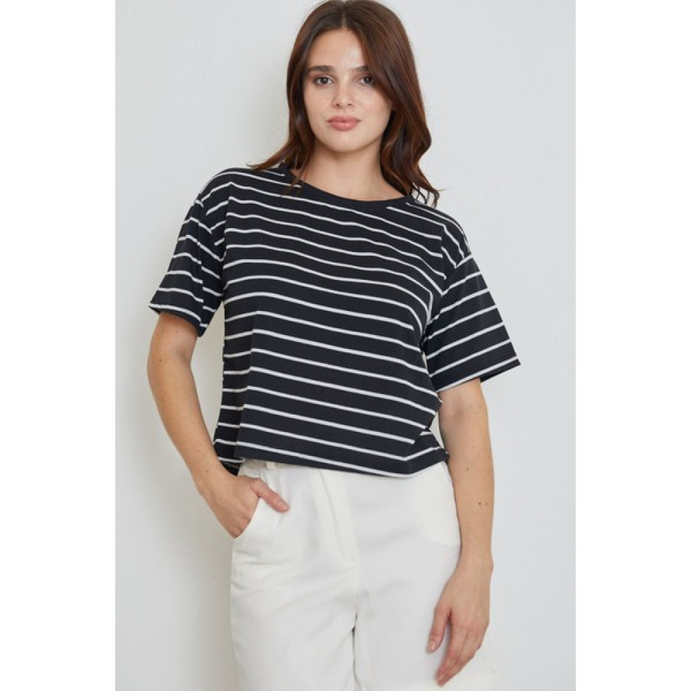 Spesniks Çizgili T-Shirt-Siyah Bayan T-shirt Fiyatı