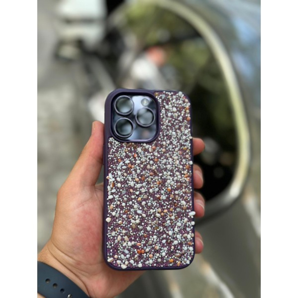 SPHONE Apple iPhone 14 Pro Max Kılıf Taşlı Boncuk Işıltılı Doğal Akik Taşı Kabartmalı Dökülmez Işleme Renkli Linea - Derin Mor - iPhone 14 Pro Max Cep Telefonu Kılıfı Fiyatı