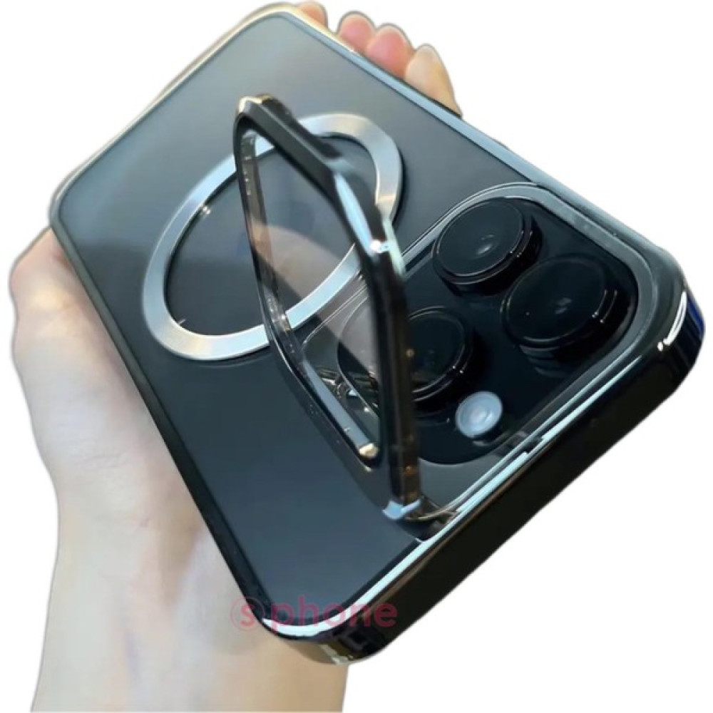 SPHONE iPhone 15 Pro Max Uyumlu Kılıf Kamera Açılır Kamera Koruma Bumper Pencere Magsafe Temassız Şarj - Gümüş Cep Telefonu Kılıfı Fiyatı