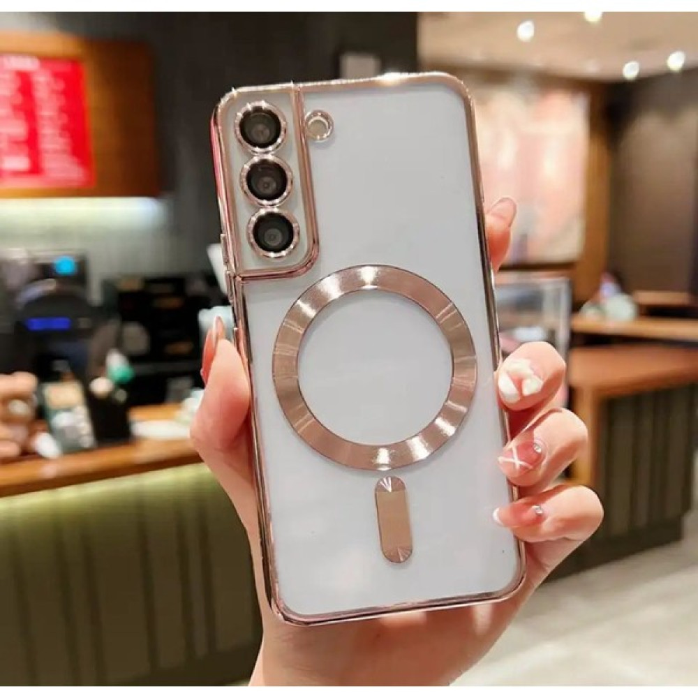 SPHONE Samsung Galaxy S20 Fe Kılıf Magsafe Manyetik Halka Kamera Lens Korumalı Metalik Kenar Renkli Şeffaf Lazer - Rose Gold Cep Telefonu Kılıfı Fiyatı