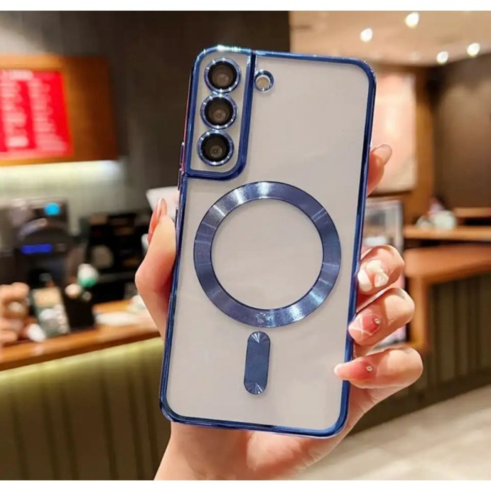 SPHONE Samsung Galaxy S20 Fe Kılıf Magsafe Manyetik Halka Kamera Lens Korumalı Metalik Kenar Renkli Şeffaf Lazer - Sierra Blue Cep Telefonu Kılıfı Fiyatı