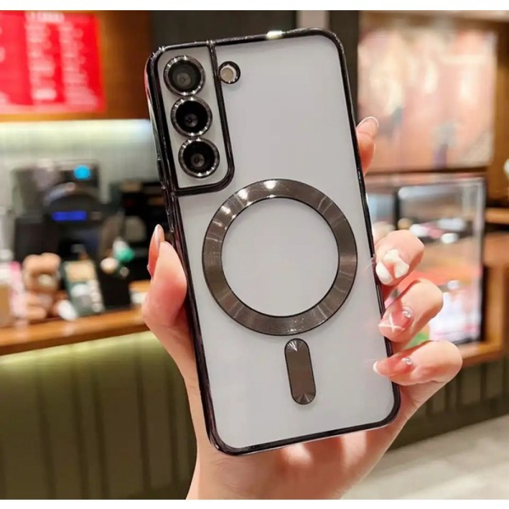 SPHONE Samsung Galaxy S20 Fe Kılıf Magsafe Manyetik Halka Kamera Lens Korumalı Metalik Kenar Renkli Şeffaf Lazer - Siyah Cep Telefonu Kılıfı Fiyatı