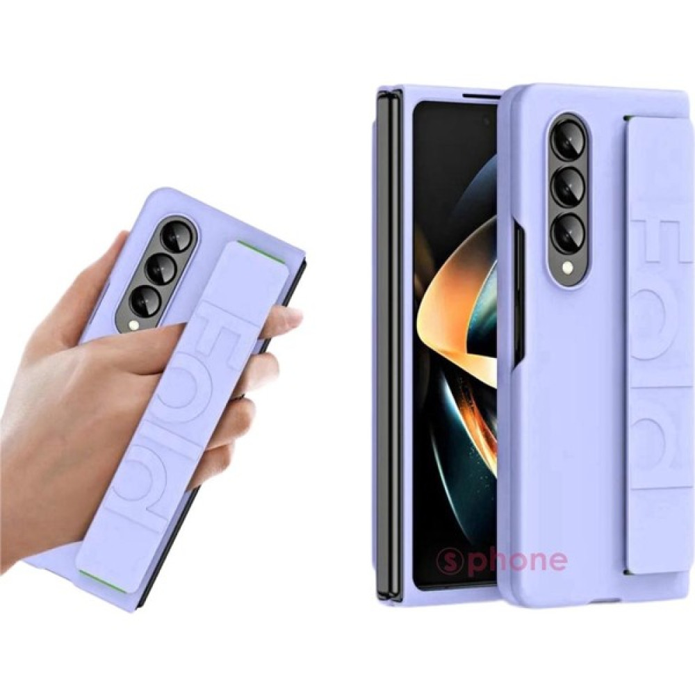 SPHONE Samsung Galaxy Z Fold 5 Kılıf Esnek El Bandı Aparatı Standlı Ekran Cam Koruma Soft Renk Katlanabilir - Lila Cep Telefonu Kılıfı Fiyatı