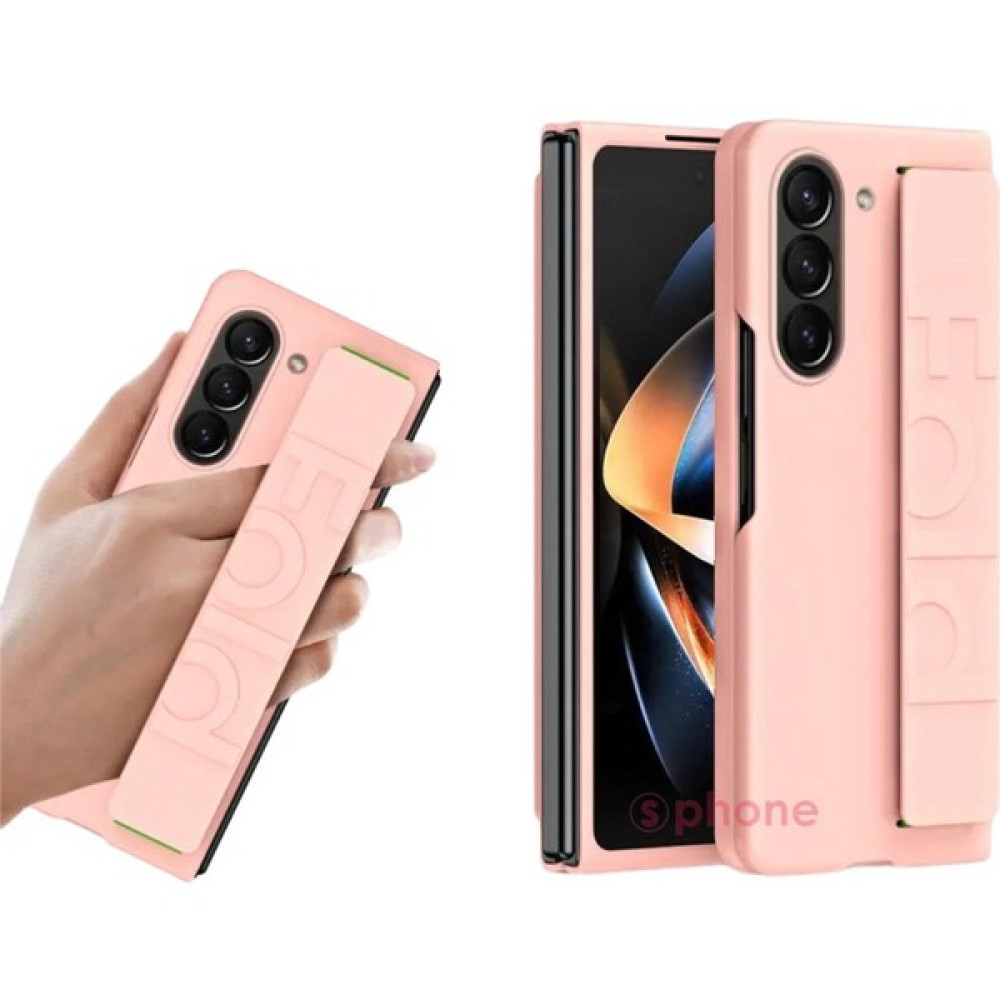 SPHONE Samsung Galaxy Z Fold 5 Kılıf Esnek El Bandı Aparatı Standlı Ekran Cam Koruma Soft Renk Katlanabilir - Pudra Cep Telefonu Kılıfı Fiyatı