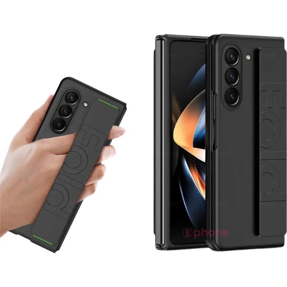 SPHONE Samsung Galaxy Z Fold 5 Kılıf Esnek El Bandı Aparatı Standlı Ekran Cam Koruma Soft Renk Katlanabilir - Siyah Cep Telefonu Kılıfı Fiyatı