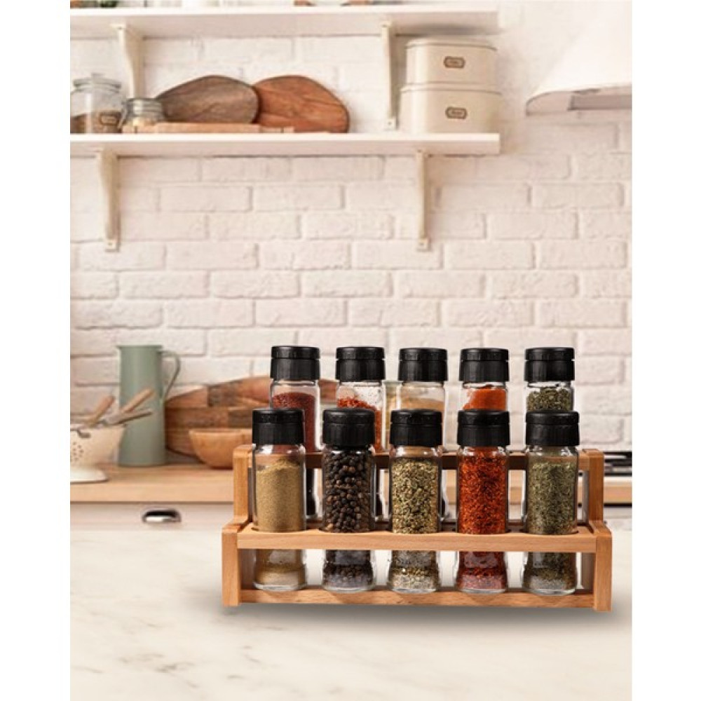 Spicex 10'lu Baharatlık Takımı Ahşab Standlı 10 Lu Merdiven Baharatlık Takımı - Ahşap - 850 ml Baharat Setleri & Baharatlıklar Fiyatı