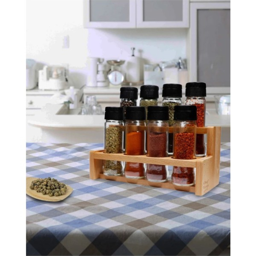 Spicex 8'li Baharatlık Takımı Ahaşab Standlı 8 Li Merdiven Baharatlık - Ahşap - 850 ml Baharat Setleri & Baharatlıklar Fiyatı