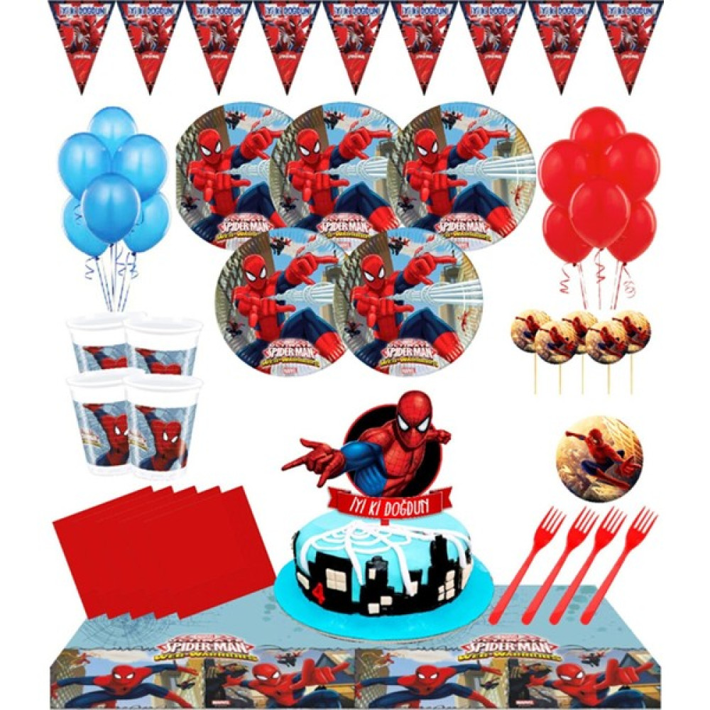 Spiderman Örümcek Adam 8 Kişilik Doğum Günü Set Oyuncak Fiyatı