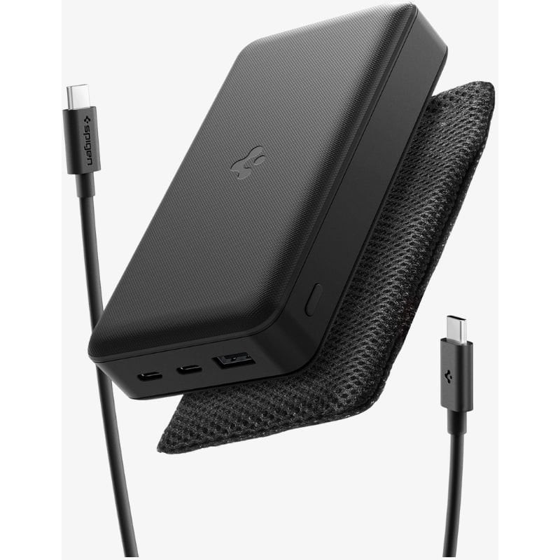 Spigen 30000 mAh 30W USB-C + USB-A Giriş / Çıkış Hızlı Şarj 3 Portlu Powerbank / 1 Metre Type-C Harici Kablolu Taşınabilir Şarj Cihazı + Taşıma Çan... Bilgisayar Çevirici ve Adaptörü Fiyatı