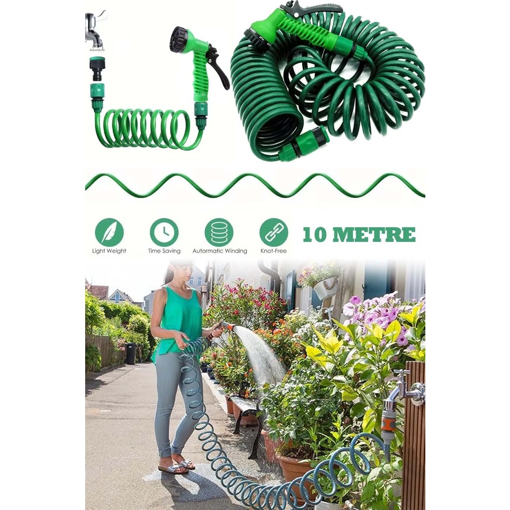 Spiral Hortum Seti Bahçe Balkon Sulama Hortum 10 Metre Bağlantı ve Sprey Dahil AE108 Diğer Fiyatı
