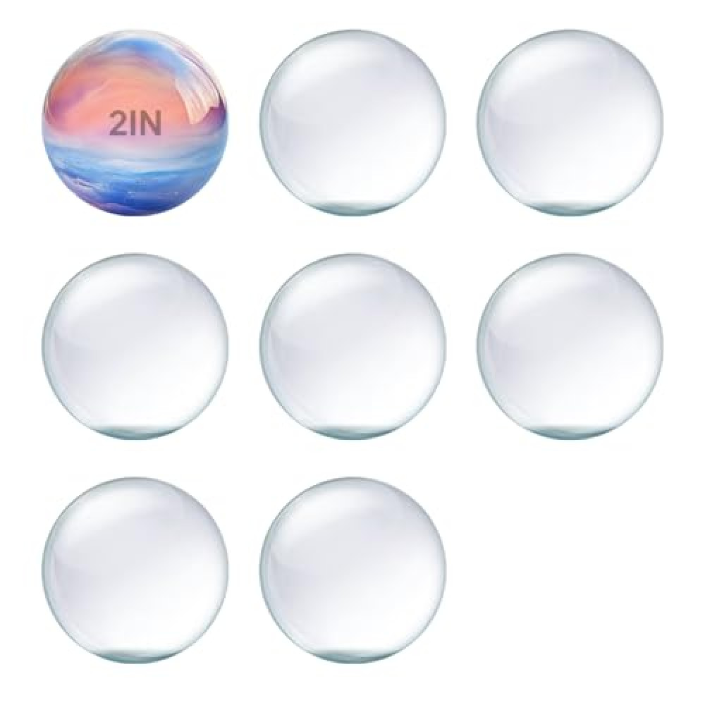 Spiso Clean Glass Cabochons 2Inch - Round Flat Back Domes For Jewelry making DIY Crafts (50MM, 8-Pack)