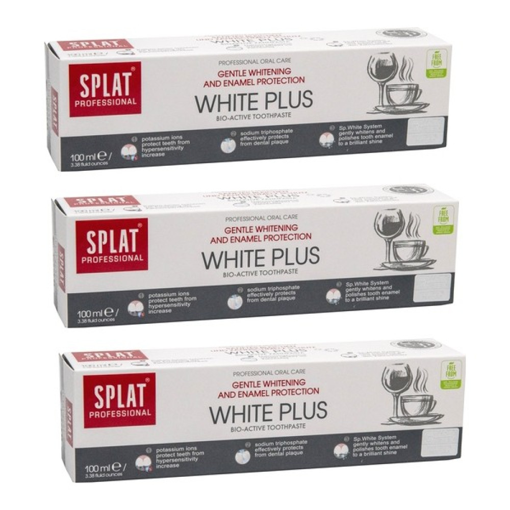 SPLAT Professional White Plus 100 ml - Mine Koruması Ve Beyazlatma Diş Macunu x 3 Adet Diş Macunları Fiyatı