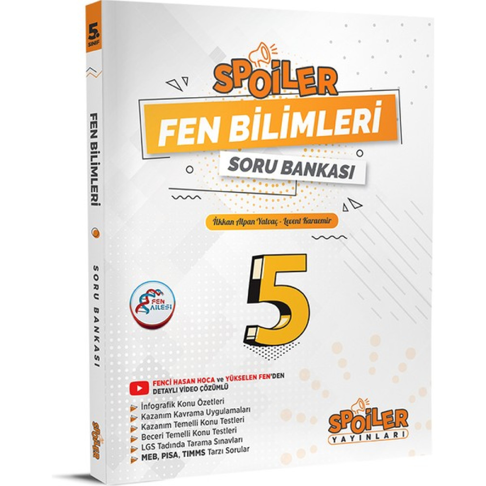 Spoiler Yayınları 5. Sınıf Fen Bilimleri Video Çözümlü Soru Bankası Kaynak Kitapları Fiyatı