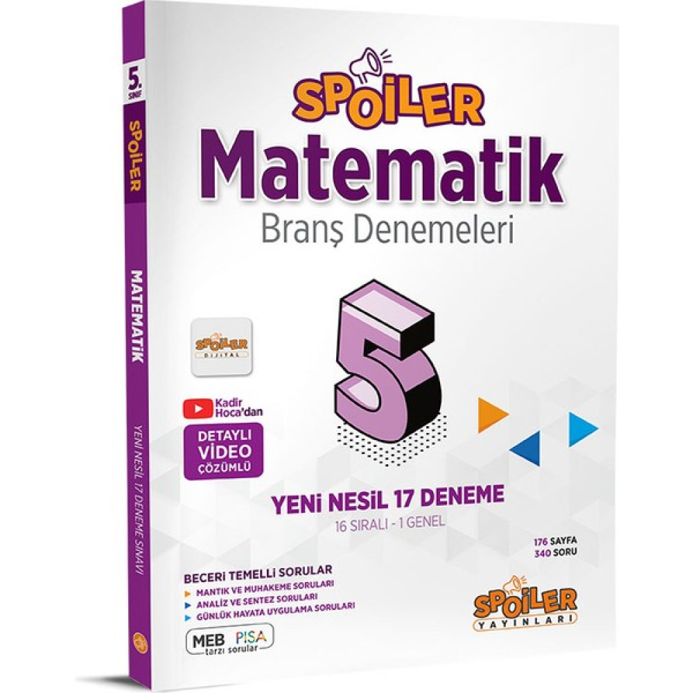 Spoiler Yayınları 5. Sınıf Matematik Spoiler 17 Deneme Yeni 2022 Kaynak Kitapları Fiyatı