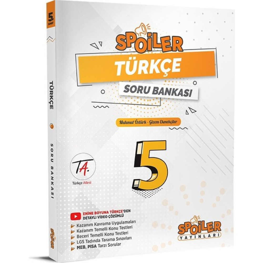 Spoiler Yayınları 5. Sınıf Türkçe Video Çözümlü Soru Bankası Kaynak Kitapları Fiyatı