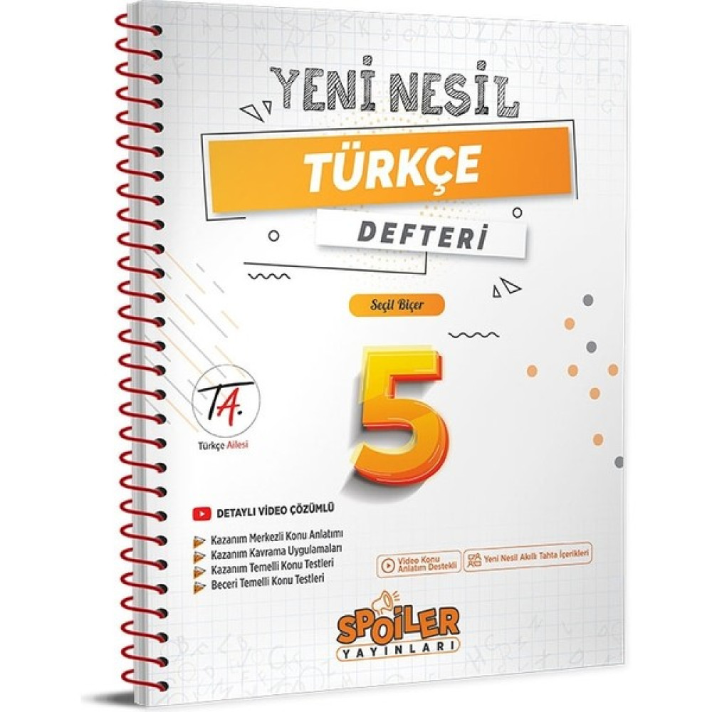 Spoiler Yayınları 5. Sınıf Yeni Nesil Türkçe Defteri Yeni 2022 Kaynak Kitapları Fiyatı