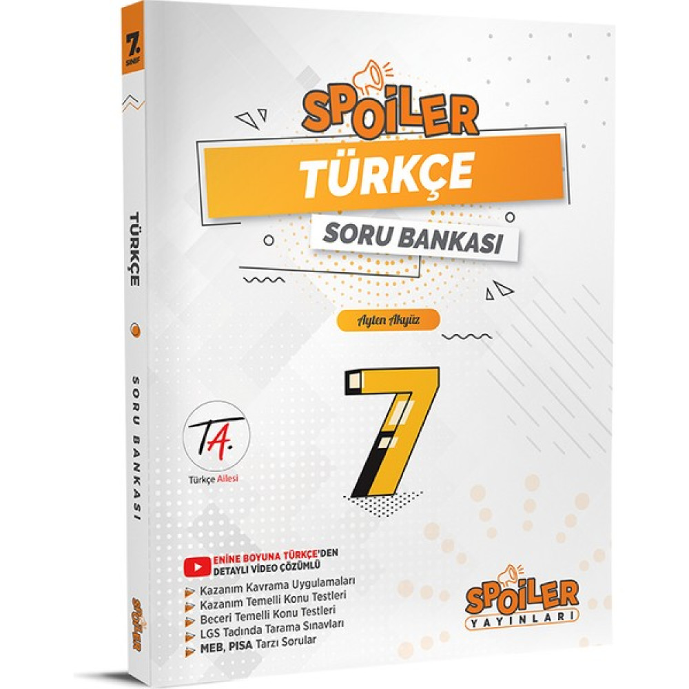 Spoiler Yayınları 7.sınıf Türkçe Soru Bankası Kaynak Kitapları Fiyatı