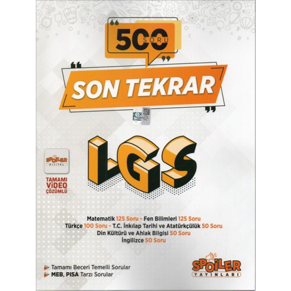 Spoiler Yayınları 8. Sınıf Lgs Son Tekrar 500 Soru Tüm Dersler Fiyatı