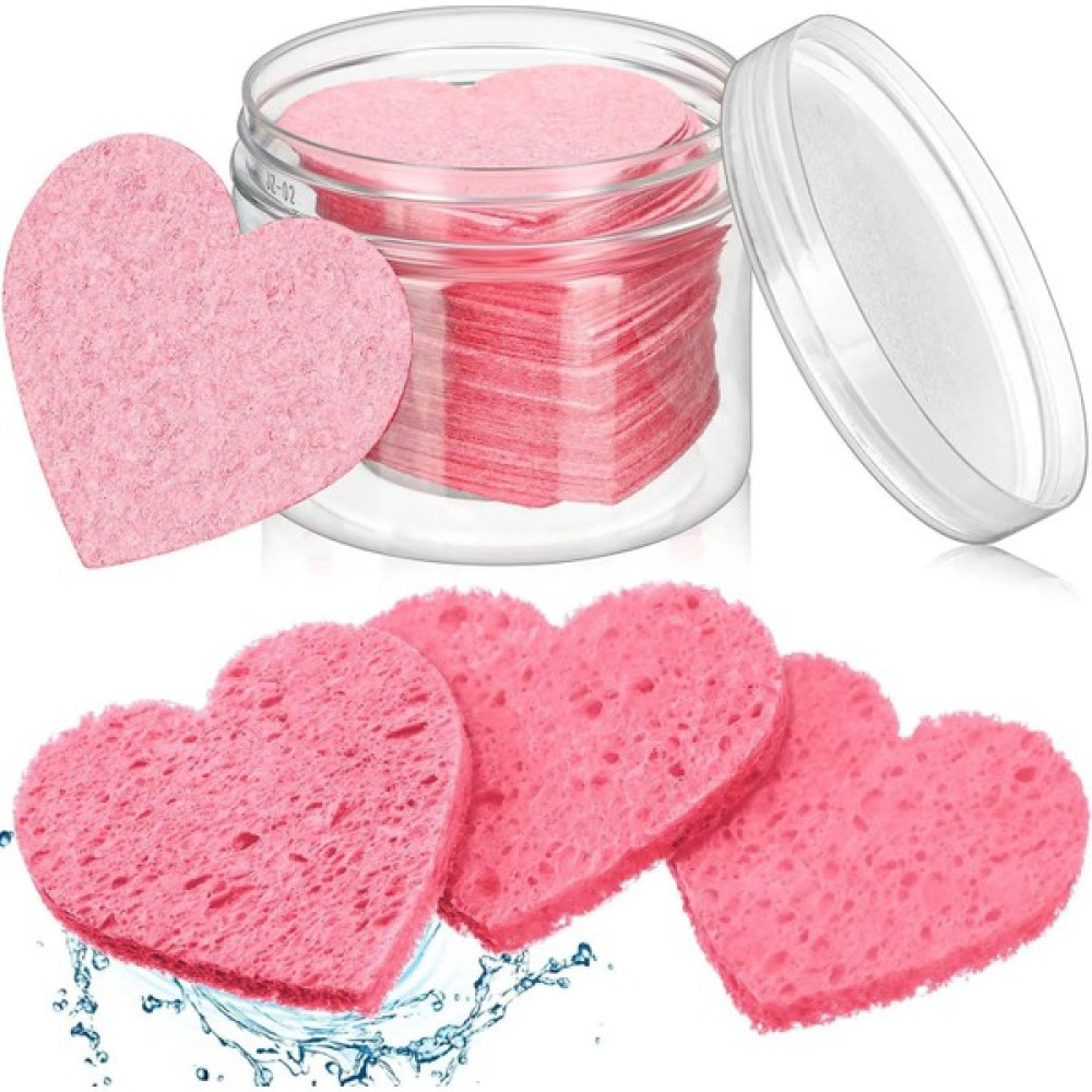 Sponge Love Sıkıştırılmış Doğal Selülozik Kalp Şeklinde Yüz ve Makyaj Temizleme Süngeri 5 Adet Pembe Vücut Bakım Setleri Fiyatı