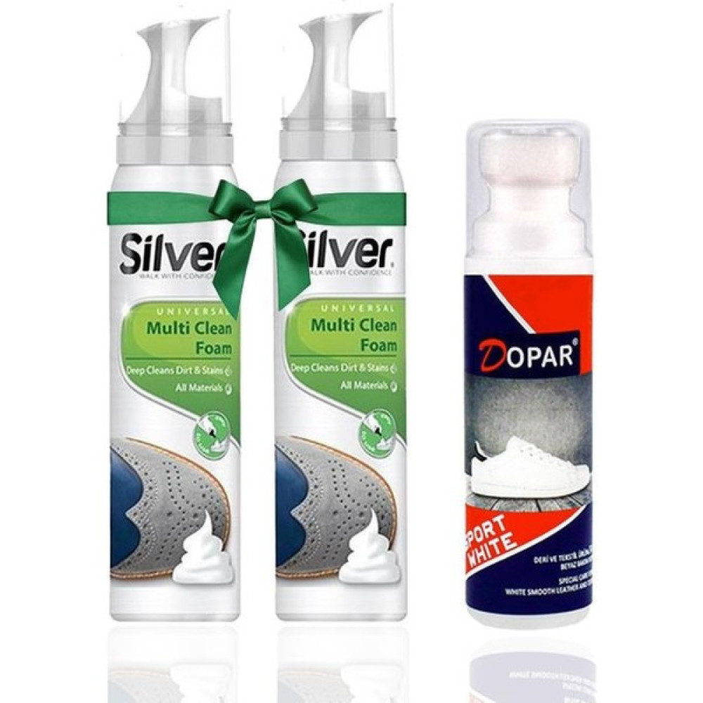 Spor Beyaz Deri ve Kumaş Ayakkabı Boyası 75 ml + 2 Adet Silver Spor Ayakkabı Temizleme Köpüğü 125 ml Ayakkabılar ve Çantalar Fiyatı