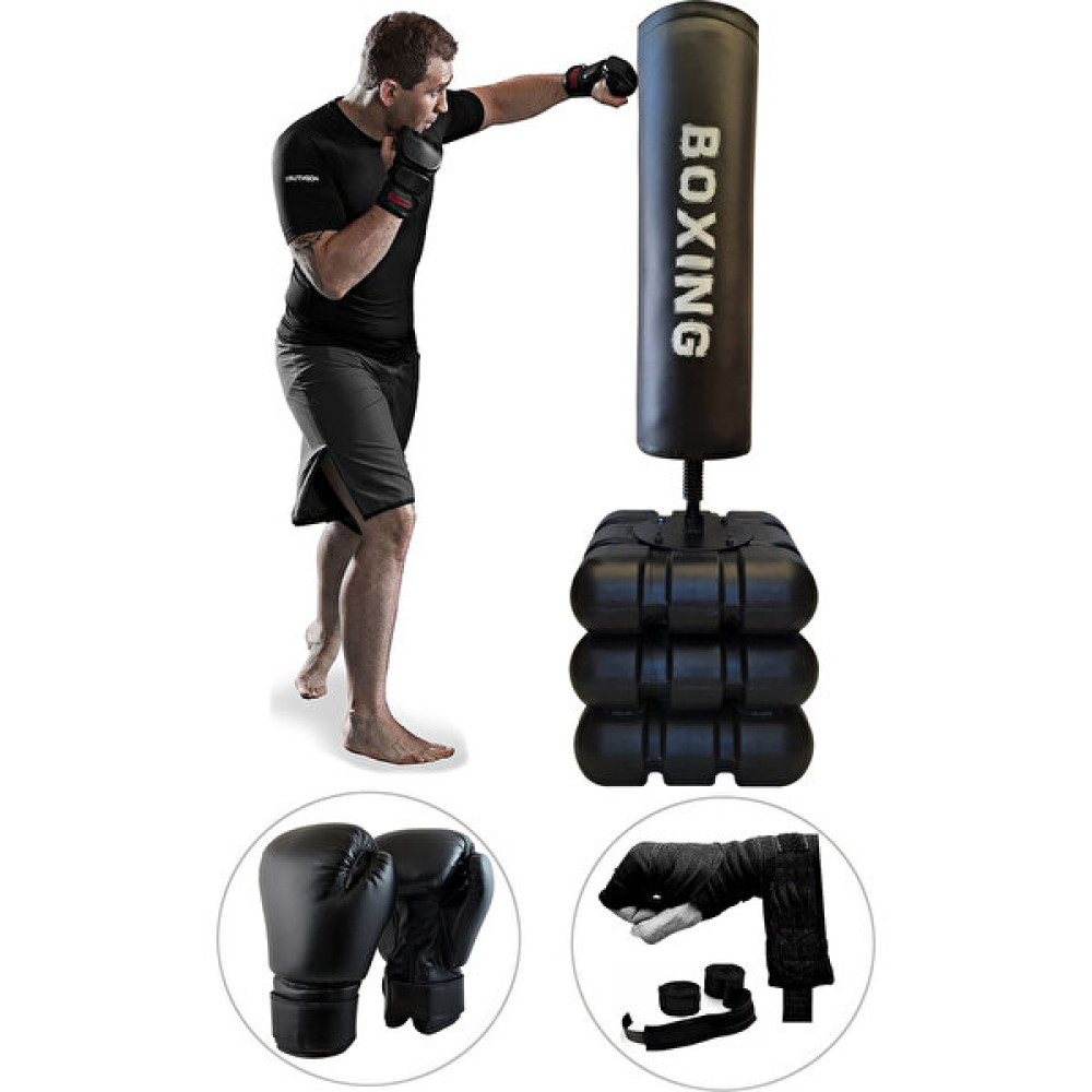 Spor Byfit 178 cm Devrilmez Ayaklı Büyük Boks Vurma Standı + Boks Eldiveni + Boks Bandajı - 3'lü Set Diğer Spor Ürünleri Fiyatı