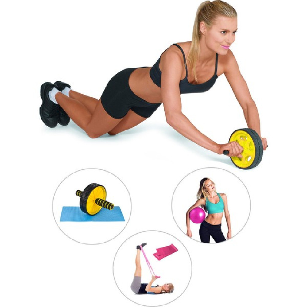 Spor Byfit Ab-Wheel Karın Kası Egzersiz Tekeri + Denge Topu + Pilates Bandı - 3'lü Set Kondisyon Aletleri Fiyatı