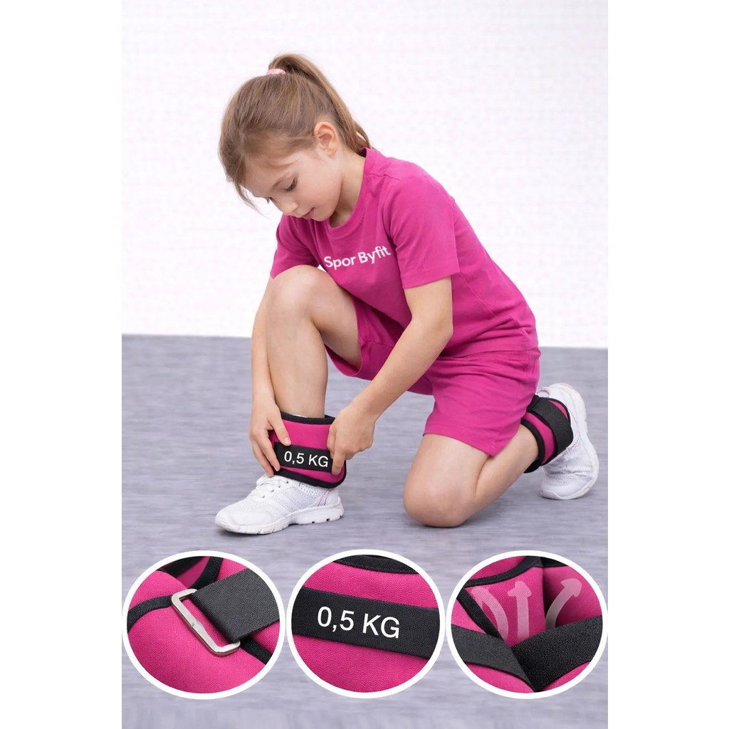Spor Byfit Çocuklar Için Pembe El Veya Ayak Bileği Ağırlığı - 0,5 kg x 2 Adet Dambıllar & El / Ayak Ağırlıkları Fiyatı