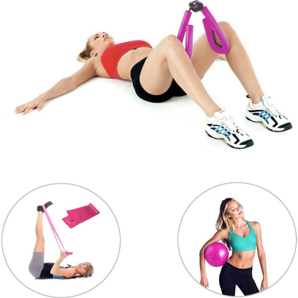 Spor Byfit Kol, Bacak, Basen Sıkılaştırıcı Alet Pembe + Denge Topu + Pilates Bandı - 3'lü Set Kondisyon Aletleri Fiyatı