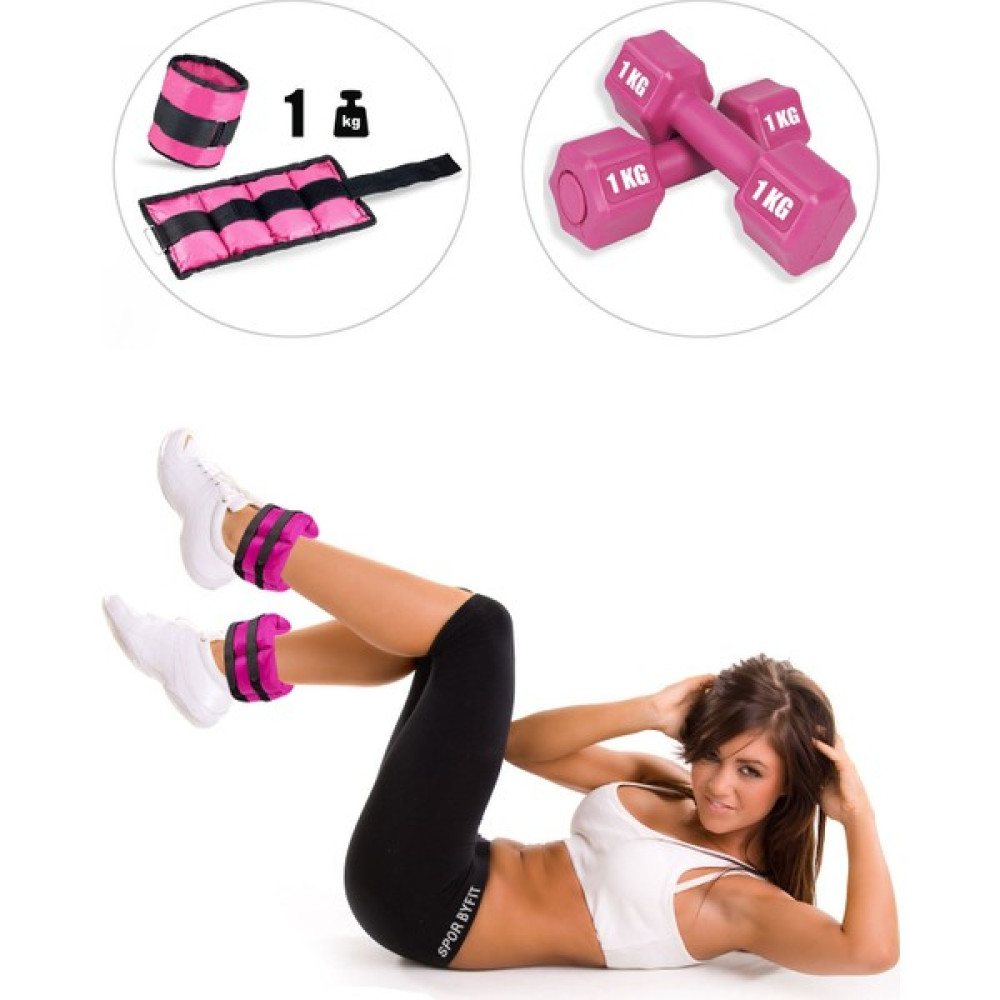 Spor Byfit Pembe El Veya Ayak Bileği Ağırlığı + 1 kg Dambıl Set Hediyeli Dambıllar & El / Ayak Ağırlıkları Fiyatı