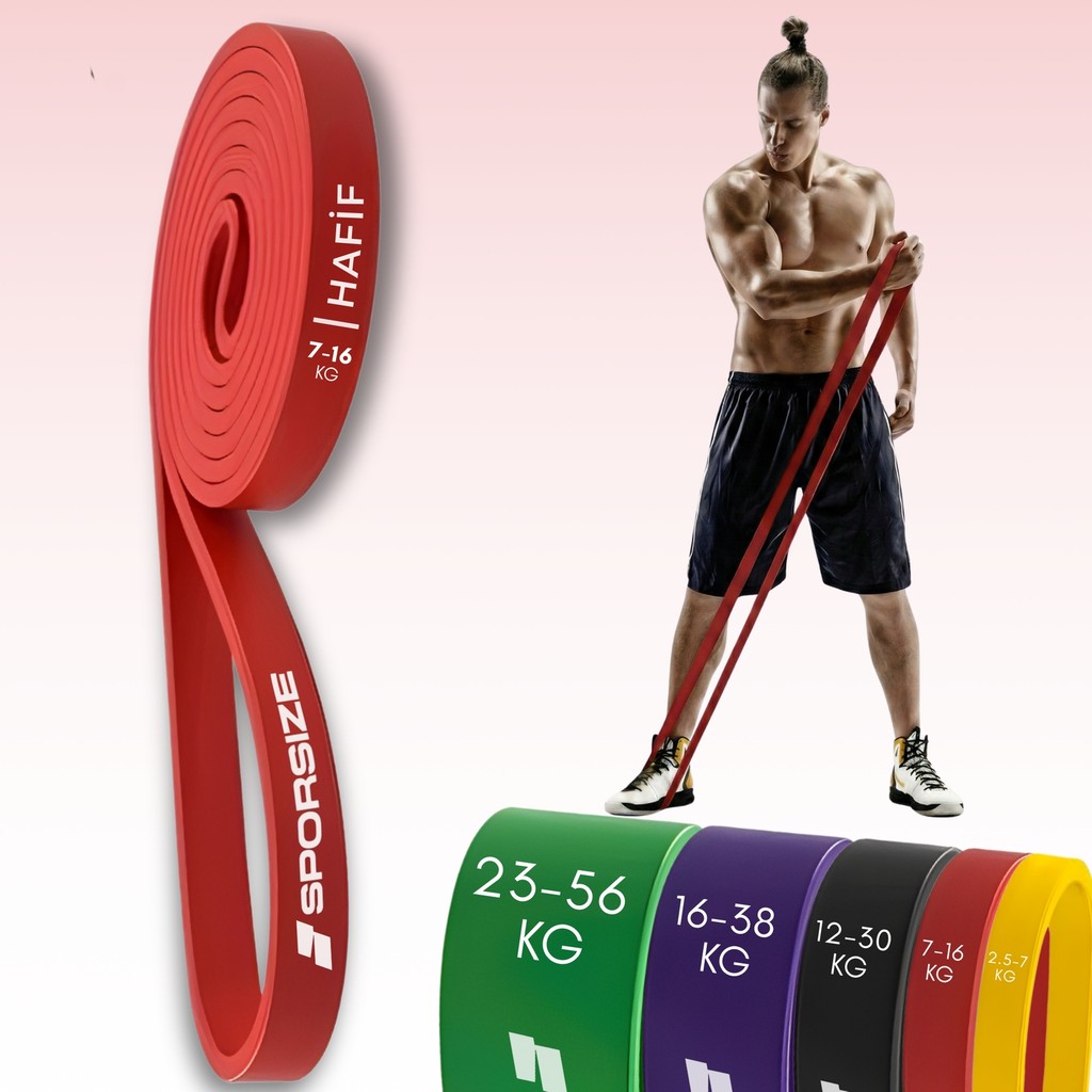 Sporsize Profesyonel Direnç Bandı Kas Geliştirme Lastiği Fitness Pilates Cross Training Bant Yoga Push Up Barfiks Bandı Diğer Fiyatı