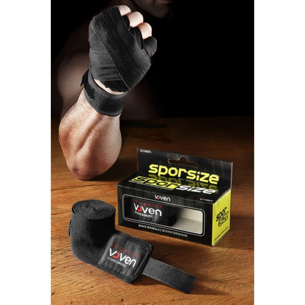 Sporsize Voven Boxing Muay Thai Bandage Boks Bandajı Muay Thai Bandajı El Sargısı 3,5 Metre Siyah Diğer Spor Ürünleri Fiyatı