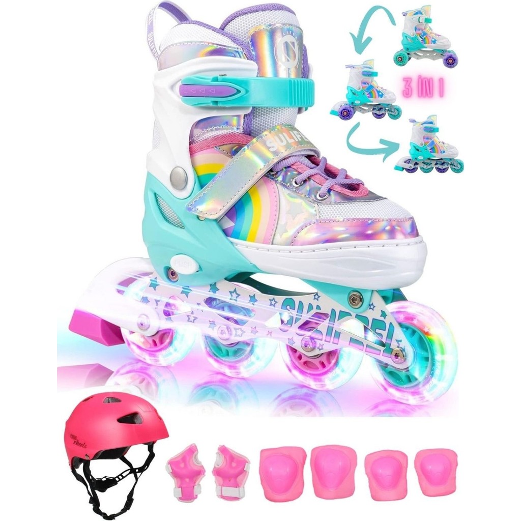 Sportaj Unicorn Işıklı Paten Kask Koruma Seti 2+2 Gökkuşağı Kız Çocuk Pateni Silikon Teker,taşıma Çantalı Diğer Fiyatı