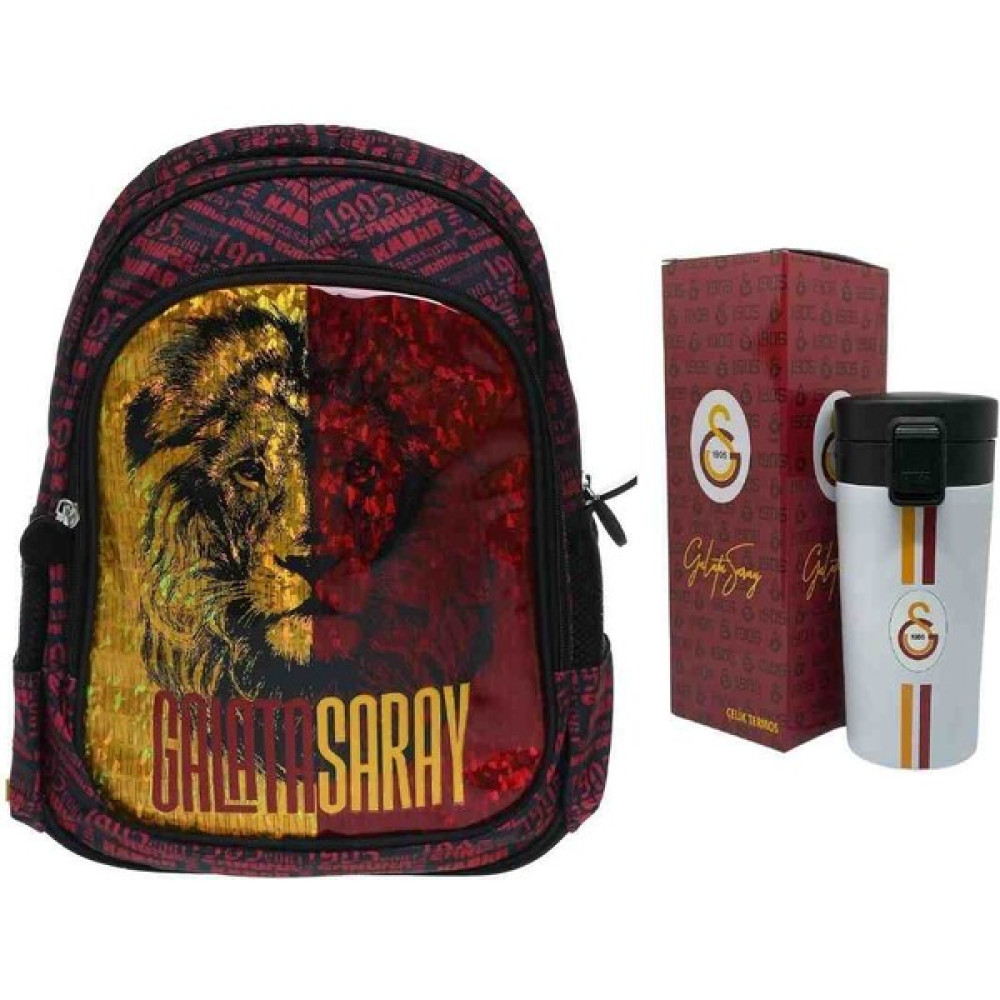 Sports Galatasaray Figürlü Okul Çantası - Galatasaray Çift Katlı Çelik Termos Hediye Okul Çantası Fiyatı