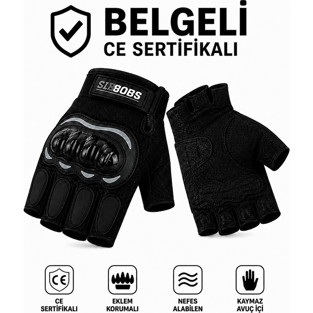 Sports Motosiklet Eldiveni Kesik Yarım Parmak Motorcu Eldiveni Ce EN-13594 Korumalı Motor Eldiveni - XL - Mavi Diğer Fiyatı