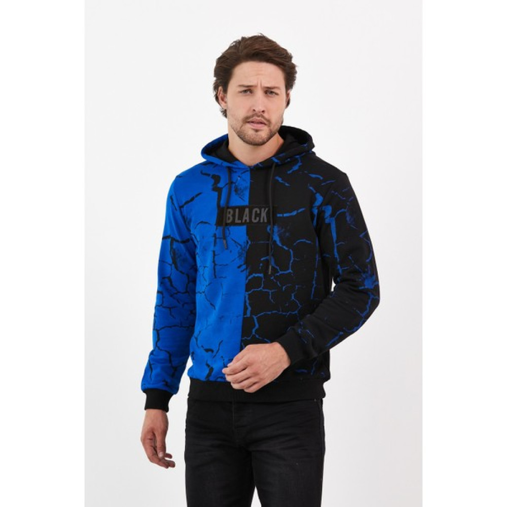 Sportstation Kapüşonlu Baskılı Mavi Sweatshirt Erkek Sweatshirt Fiyatı
