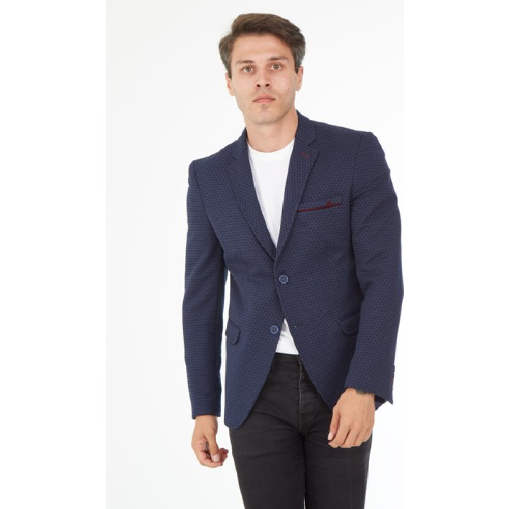 Sposo 5104 Dar Kalıp Örme Kumaş Lacivert Erkek Blazer Ceket Erkek Ceket Fiyatı