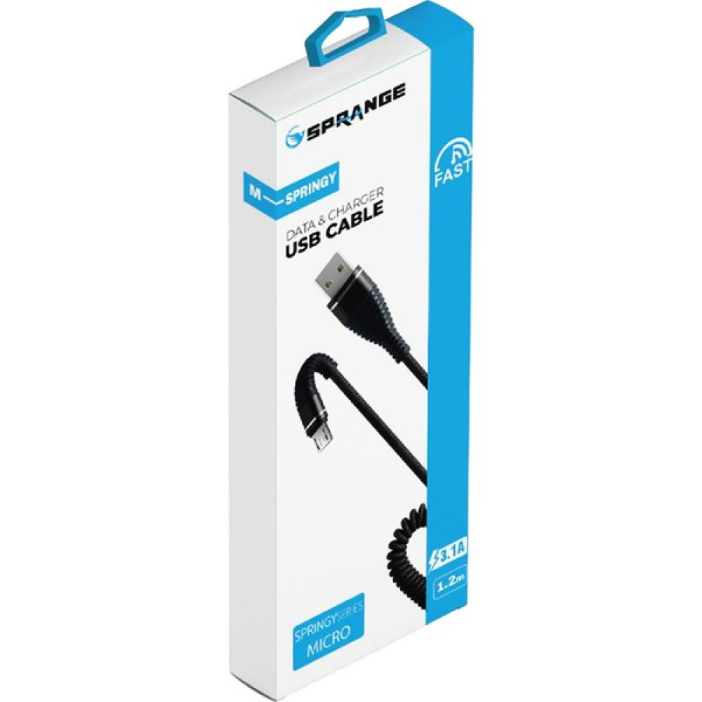 Sprange 120 Cm. 1.2 Mt. Micro USB Kablo 3.1A M-Sprıngy - Gri - Siyah Cep Telefonu Kablosu Fiyatı