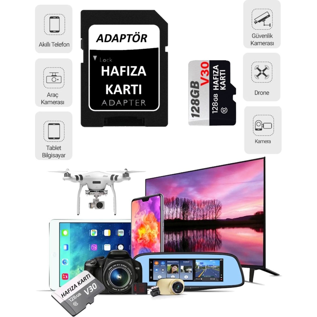 Sprange 128 GB U3 Hafıza Kartı Faster Transfer Speed Class 10 4k Video Kayıt (V30) - 128GB Diğer Fiyatı